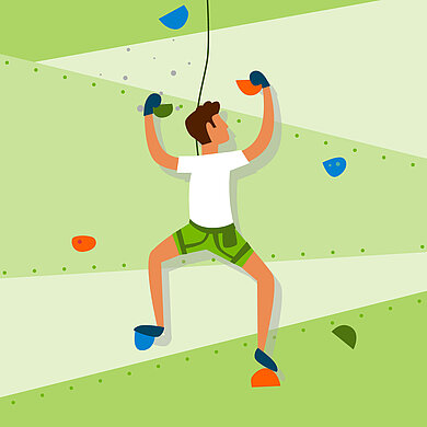 Mensch beim Bouldern